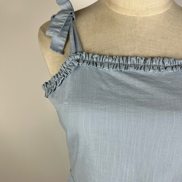 CREWCUTS Girls Cotton Light Blue Tie Strap Smocked Sun Dress 16 - Picture 3 of 9